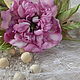 Brooch textile peony silk Lilac wedding, Brooches, Lyubertsy,  Фото №1