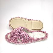 Обувь ручной работы handmade. Livemaster - original item Flip-flops, p.40, pink boucle, half-wool. Handmade.
