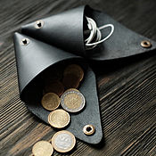 Сумки и аксессуары handmade. Livemaster - original item Premium quality tri-Pocket leather coin holder-Black. Handmade.