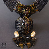 Украшения handmade. Livemaster - original item Bracelet and earrings made of leather and ceramics 