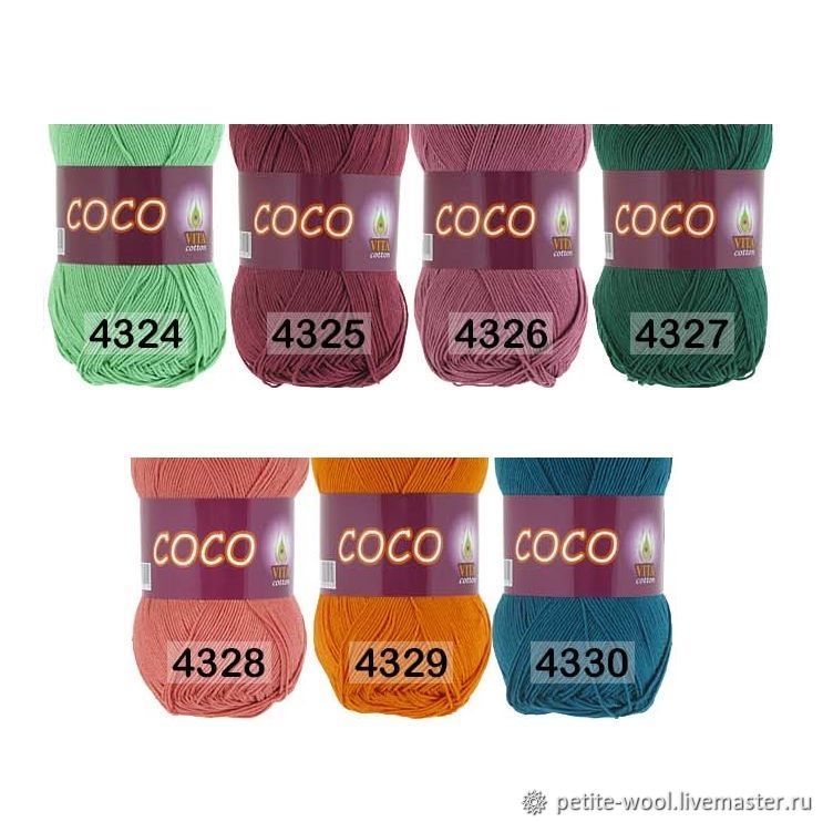 Пряжа coco vita cotton карта цветов