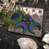 Украшения handmade. Livemaster - original item Earrings made of beautiful greenish glass with iridescence (e-015-04). Handmade.