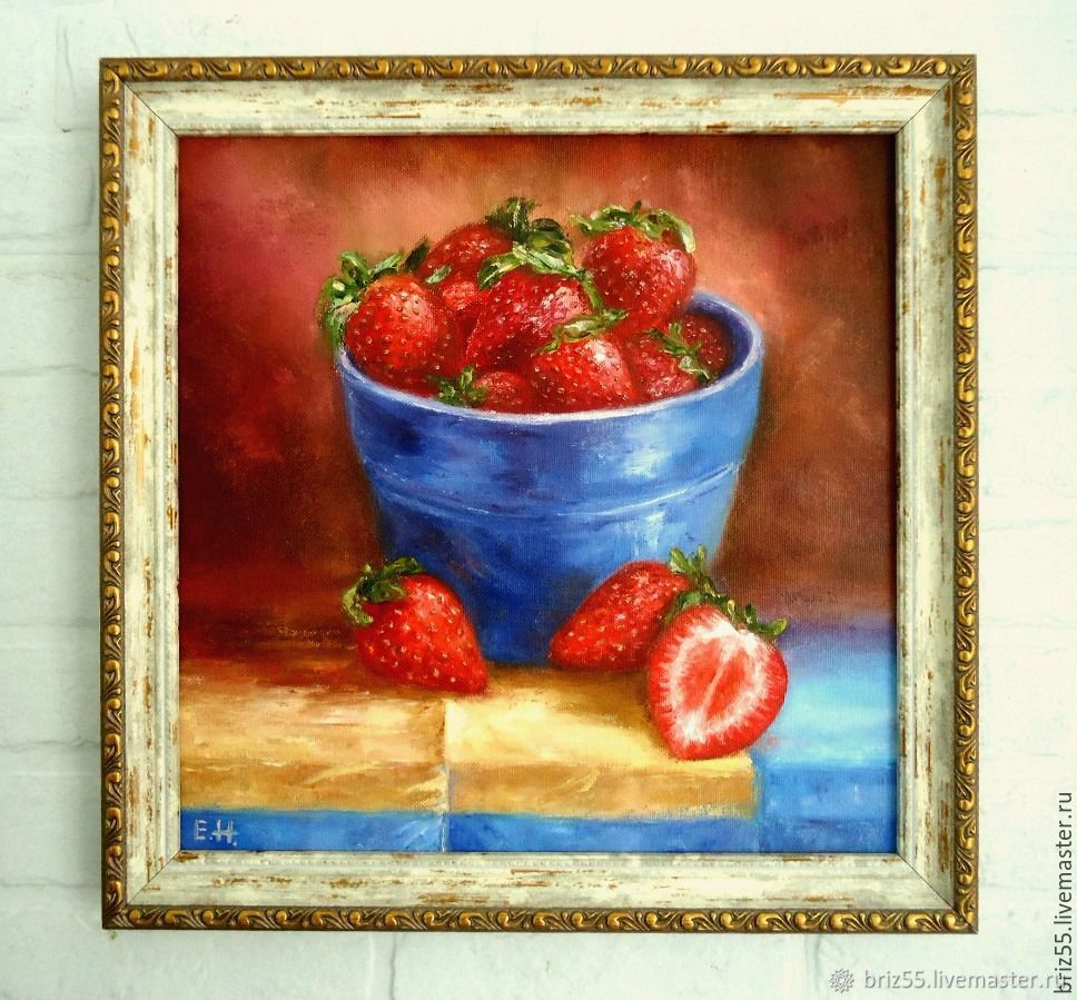 Картина маслом Клубника в интернет-магазине Ярмарка Мастеров по цене ...