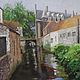 Oil painting a Street in Bruges with a canal landscape On canvas, Pictures, Ekaterinburg,  Фото №1