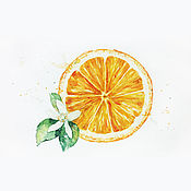 Картины и панно handmade. Livemaster - original item Delicious orange, watercolor.. Handmade.