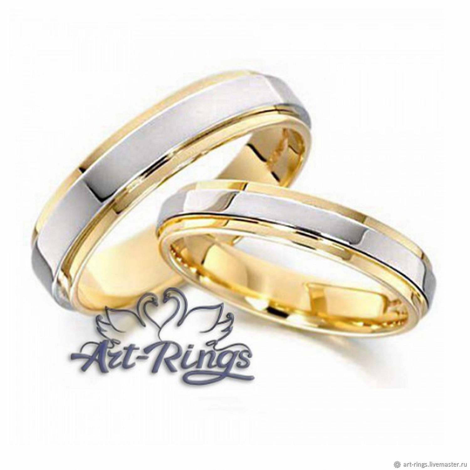 Парное обручальное золотое кольцо