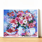Картины и панно handmade. Livemaster - original item Still life painting with a bouquet of flowers 
