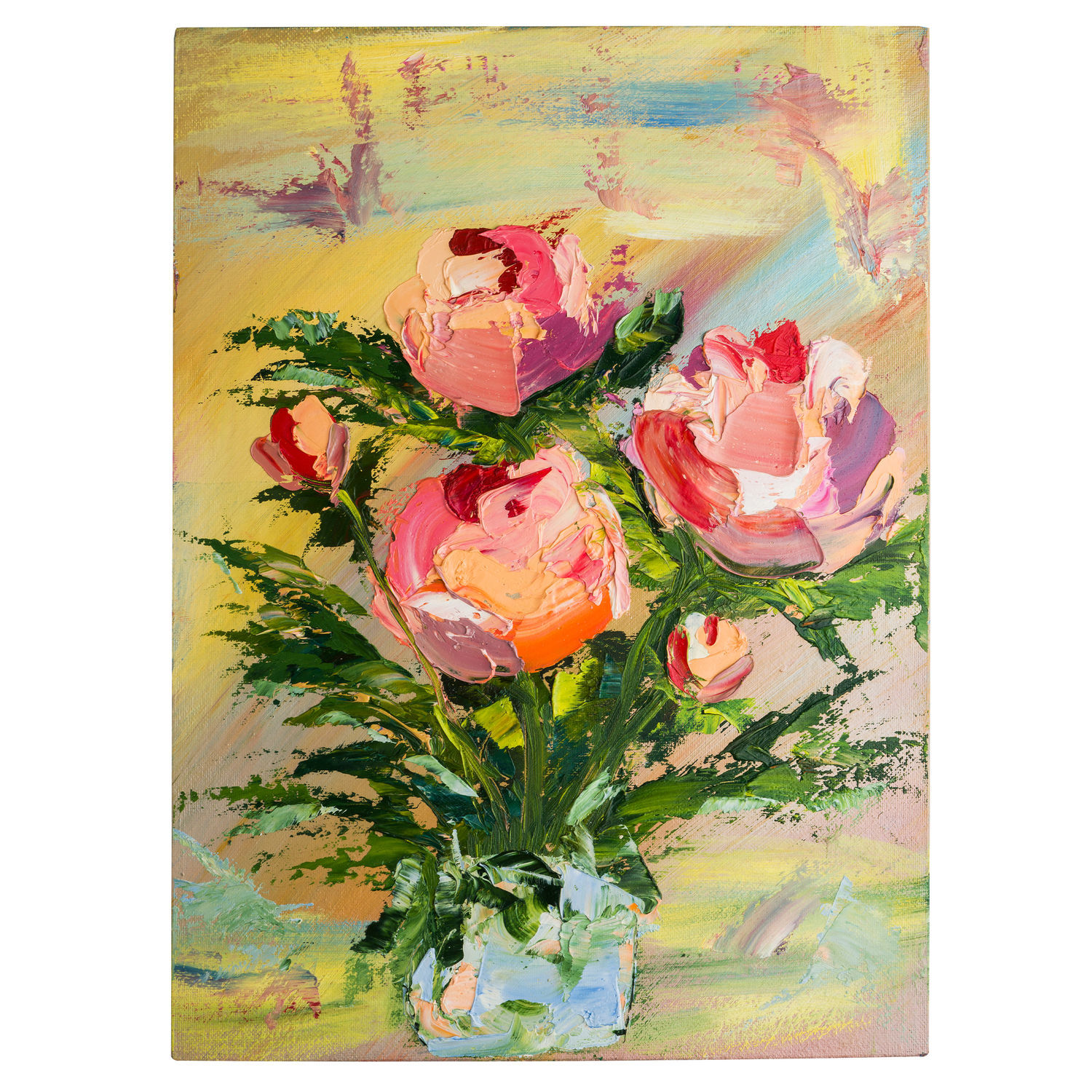 Картина маслом цветы "Абстрактные пионы" 30 на 40, холст в интернет-магазине Ярмарка Мастеров по цене 4250 ₽ – R5EGSRU