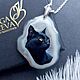 Black CAT pendants to order - jewelry painting on agate, Pendant, Moscow,  Фото №1