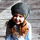 Knitted hat dark segoro color ' Graphite'. Caps. Knitting for kids and moms. My Livemaster. Фото №4