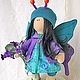 Doll butterfly. Turquoise with purple. Interior doll, Dolls, St. Petersburg,  Фото №1