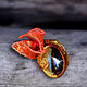 Physalis brooch with simbircite, coral and beading. Brooches. flowersstyle (flowersstyle). Online shopping on My Livemaster.  Фото №2