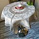 Скатерть лен 100% рис.Ренессанс белая и серая д.90. Скатерти. Лебедева Анна Русская вышивка. Ярмарка Мастеров.  Фото №8