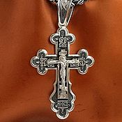 Серебряный крест православный,  с частичным чернением