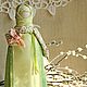 Russian folk dolls handmade.  Tenderness of dawn, buy russian talisman folk doll, Russian tradition, spring, green