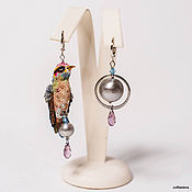 Украшения handmade. Livemaster - original item Asymmetric earrings with a bird 