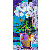 Картина с цветами и тыквой "Изобилие Лета"холст, масло