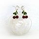 Punto pendientes 'Cerezas'!. Earrings. Cross stitch and beads!. Интернет-магазин Ярмарка Мастеров.  Фото №2