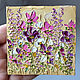 Yellow magnet with purple irises Miniature painting with flowers, Pictures, Chelyabinsk,  Фото №1