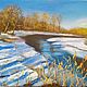 Oil painting Spring landscape River in the forest, Pictures, Novokuznetsk,  Фото №1