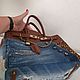 Заказать Сумка джинсовая - кожаная  в стиле Birkin 35. My Handmade. Magic denim in art. Ярмарка Мастеров. . Классическая сумка Фото №3