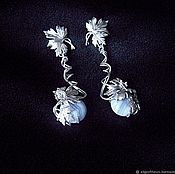 Украшения handmade. Livemaster - original item WIRE WRAP.  Earrings with blue agate. Handmade.