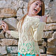 Openwork sweater sleeve seven-eighths of the vanilla color handmade, Sweaters, Anapa,  Фото №1