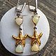 Earrings 'Two stars' with fire opals, Earrings, Voronezh,  Фото №1