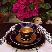 Винтаж handmade. Livemaster - original item Ilmenau.(1934-1949) Tea trio.Cobalt.. Handmade.