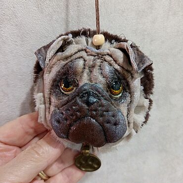 Куклы и игрушки ручной работы. Ярмарка Мастеров - ручная работа Мопс-подвеска. Handmade.