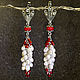 Pearl earrings with coral, Earrings, Moscow,  Фото №1