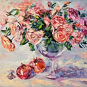 Картины и панно handmade. Livemaster - original item Oil painting flowers fruits 