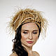 Order Evening turban hat hijab Beige silk satin with plumage. TURBAN SVS. Livemaster. . Caps Фото №3