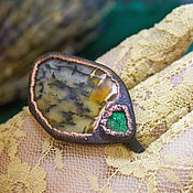 Украшения handmade. Livemaster - original item Copper double ring moss agate and uvarovite.. Handmade.