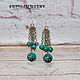 Earrings with natural turquoise beads and Tensha.
