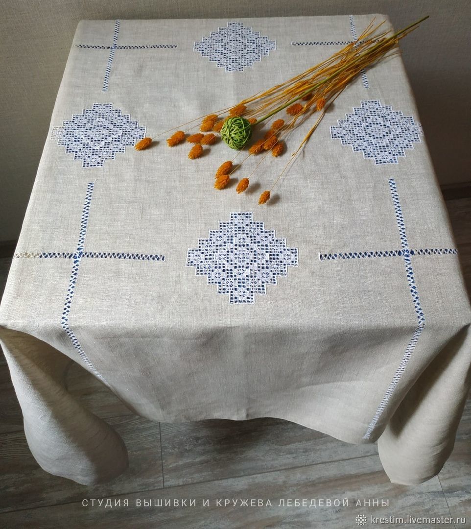 Tablecloth 147/147 linen 100% 4 Cubans (napkins optional, Tablecloths, St. Petersburg,  Фото №1
