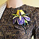 His Majesty iris leather Luneville embroidery Yellow purple. Brooches. flowersstyle (flowersstyle). My Livemaster. Фото №6