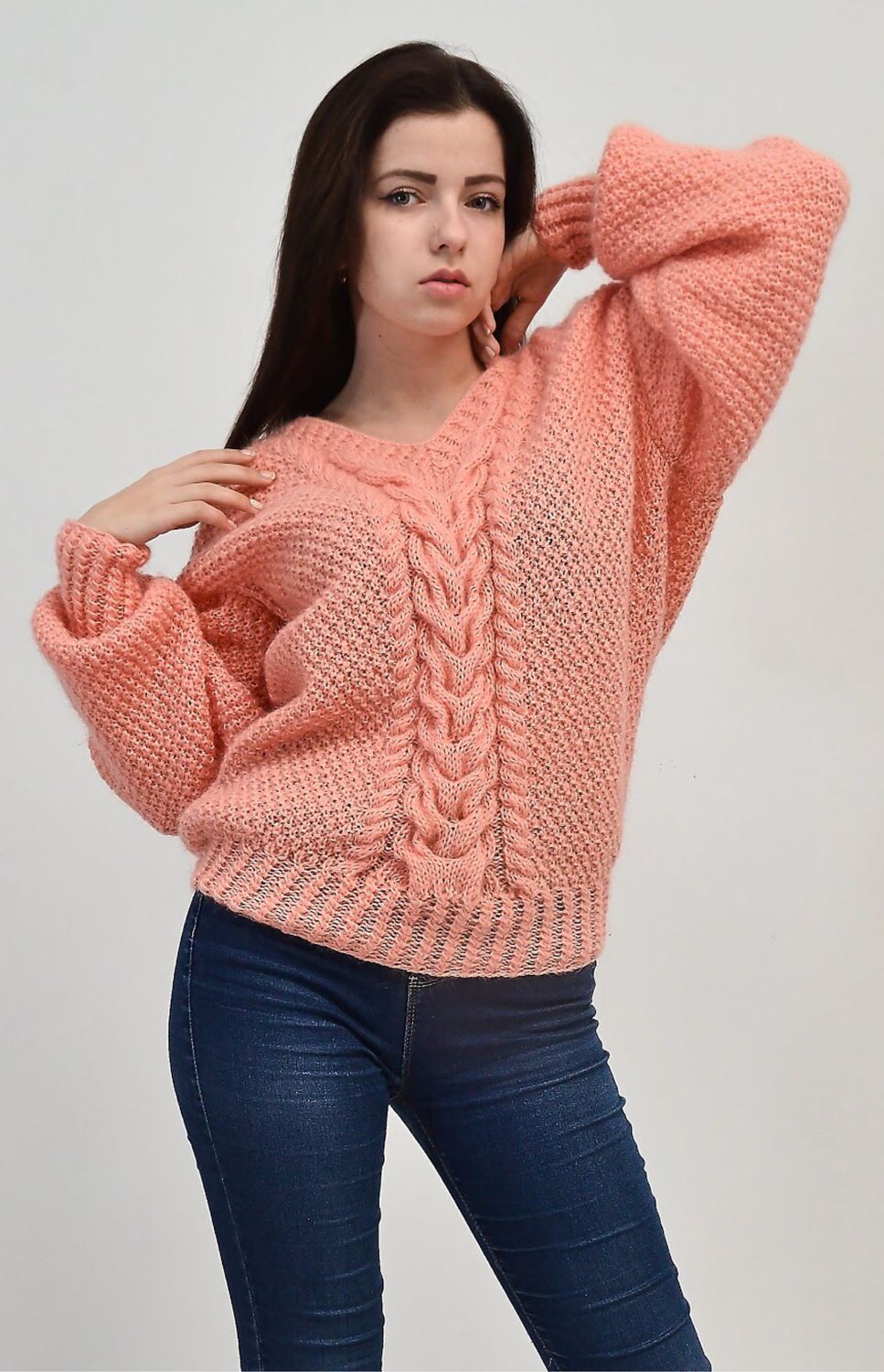 New Knitted sweater women's peach color – купить на Ярмарке Мастеров ...