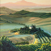 Картины и панно handmade. Livemaster - original item Oil painting Tuscany, summer landscape road to home. Handmade.