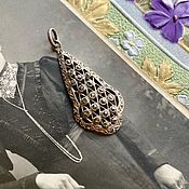 Винтаж: Старинная серебряная брошь Плющ. Филигрань. Голландия, 1930-40