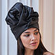 Turban hat hijab of black textured silk, Turban, Moscow,  Фото №1