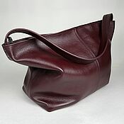 Сумки и аксессуары handmade. Livemaster - original item Bag-bag made of soft genuine leather in marsala color. Handmade.
