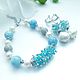 Bracelet and earrings with aquamarine and pearls ' Tenderness', Bead bracelet, Moscow,  Фото №1