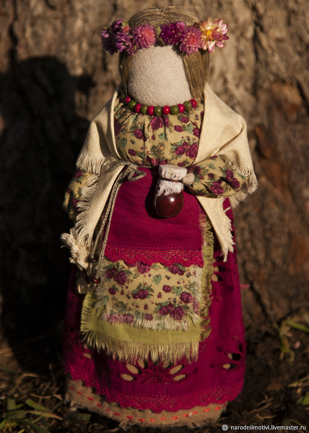 Берегиня дома народная кукла (бордовый, бежевый, зеленый, Народная кукла, Брянск,  Фото №1