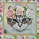 Order Pillowcase tapestry decorative cat in roses. Knitted cozy. Livemaster. . Pillowcases Фото №3