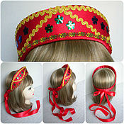 Русский стиль handmade. Livemaster - original item Kokoshnik red Russian folk. Handmade.