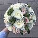 Розовый букет невесты из роз, Свадебные букеты, Москва,  Фото №1