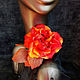 Brooch made of silk rose Flame. Brooches. natalya-4 (natalya-4). My Livemaster. Фото №5
