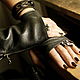 Stylish black leather fingerless gloves with zipper, unisex. Gloves. LoraLeather. Online shopping on My Livemaster.  Фото №2