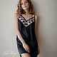 Shirt made of natural silk and lace black color, Nightdress, Moscow,  Фото №1